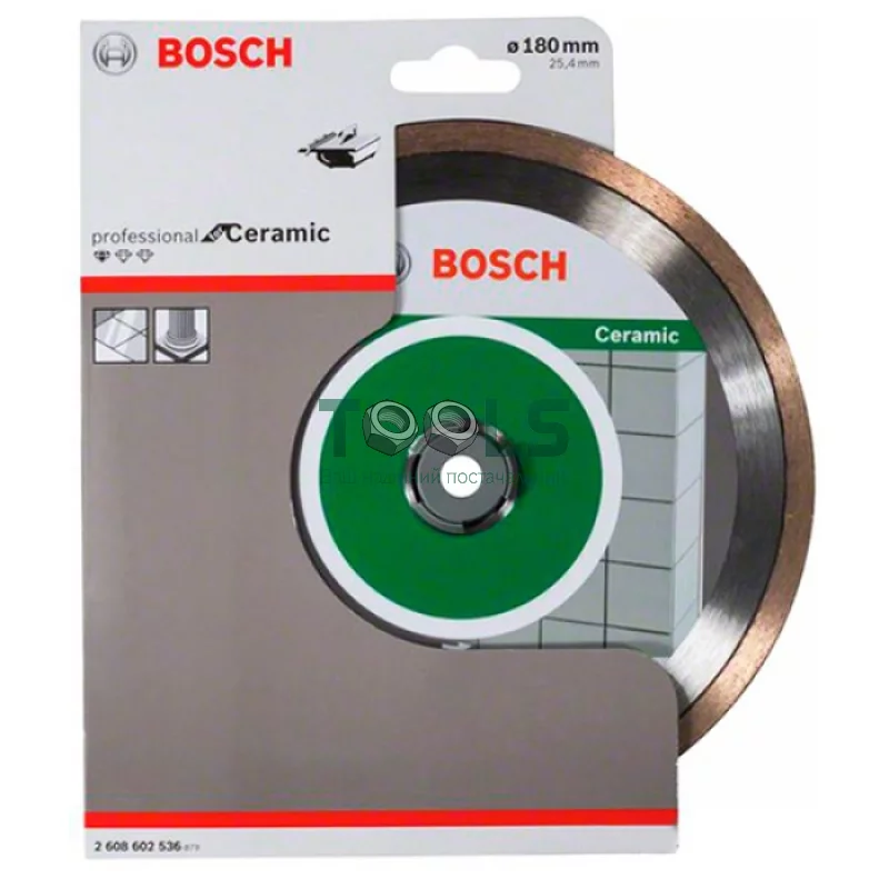 Круг алмазный отрезной PF Ceramic 180х25,4 керамика Bosch 2608602536