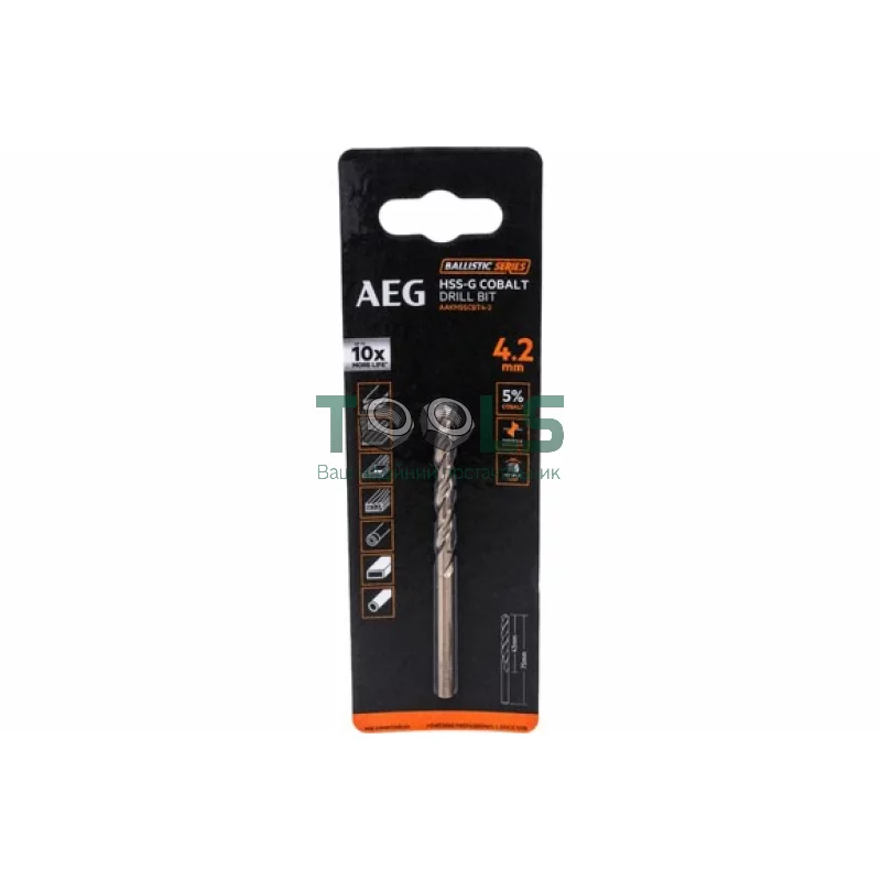 Сверло AEG AAKHSSCBT4-0 HSS-Co, 4.2х43х75 мм (4932479329)