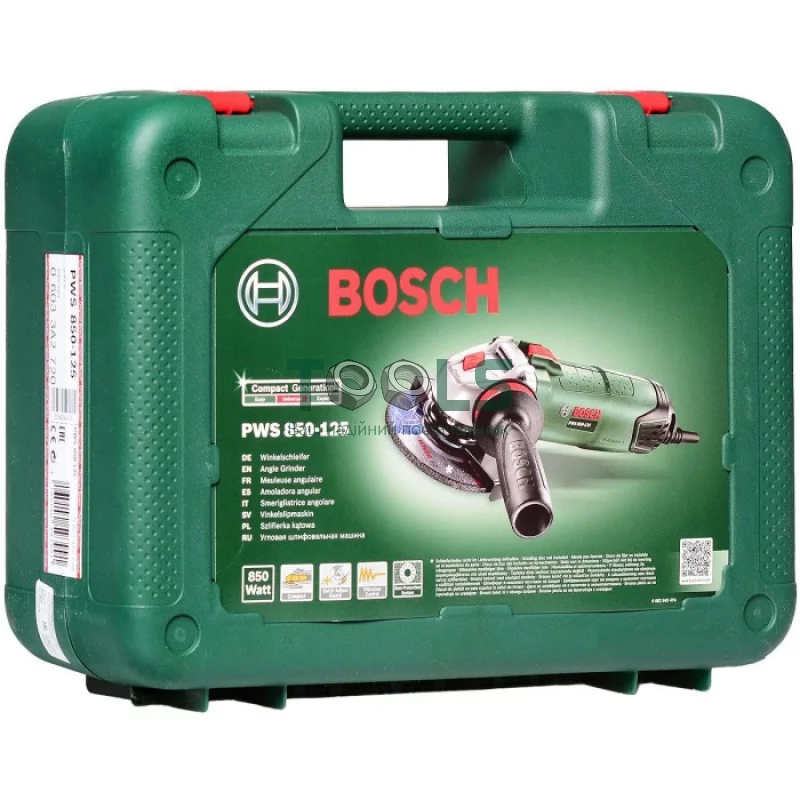 Кутова шліфувальна машина Bosch PWS 850-125 + кейс (850 Вт) (06033A2720)