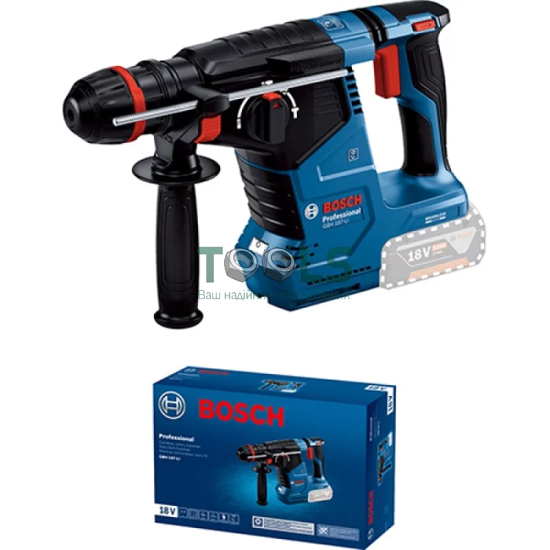 Акумуляторний перфоратор Bosch Professional GBH 187-LI OneChuck (18 В, без АКБ, 2.4 Дж) (0611923120)