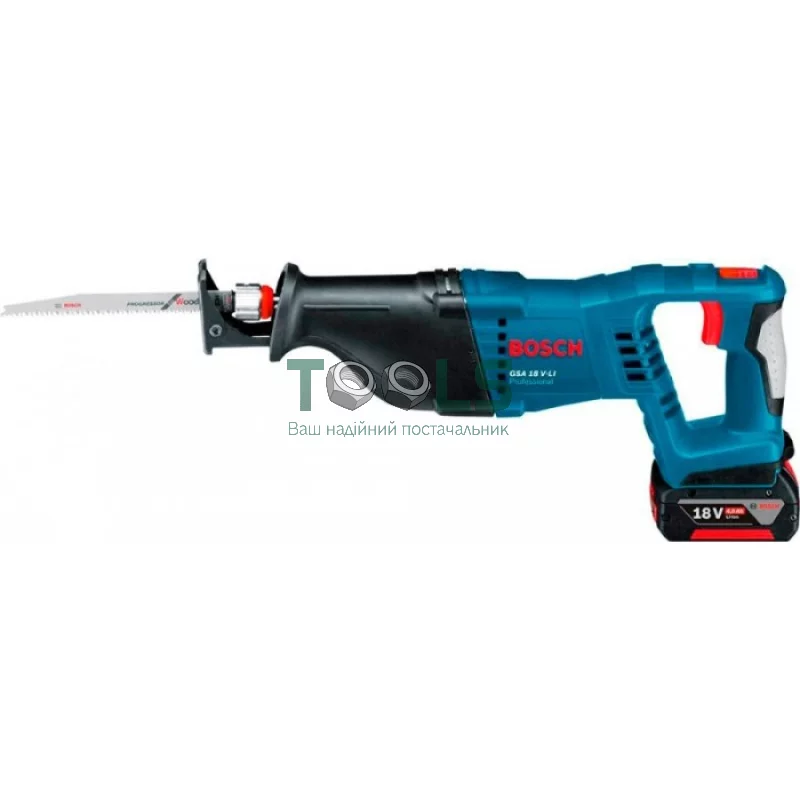 Ножовка аккумуляторная Bosch GSA 18 V-LI (18 В, 4 А*ч, 2700 ход/мин) (0615990L6H)