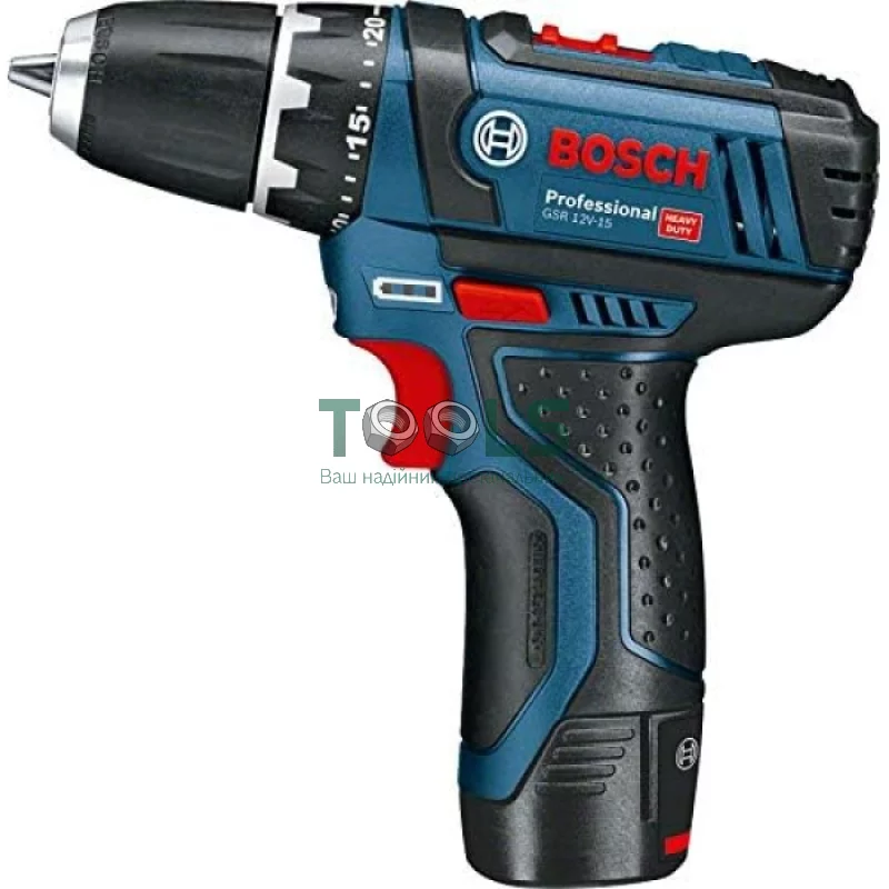 Шуруповерт аккумуляторный + набор бит Bosch Professional GSR 12V-15 (12 В, 2х2 А*год, 30 Н*м) (060186810G)