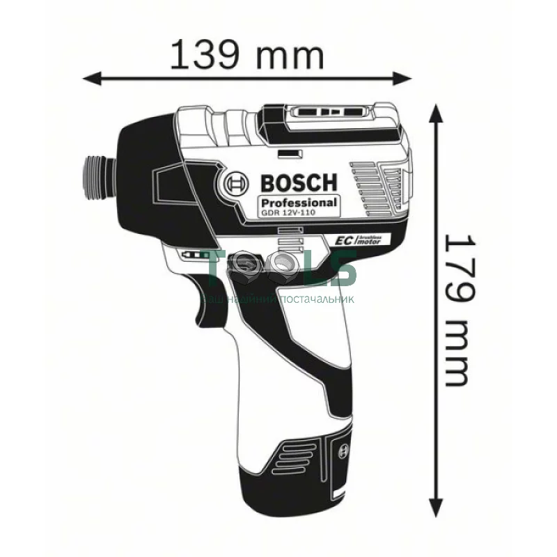 Аккумуляторный ударный гайковерт Bosch GDR 12V-110 (12 В, без АКБ, 110 Н*м) (06019E0002)