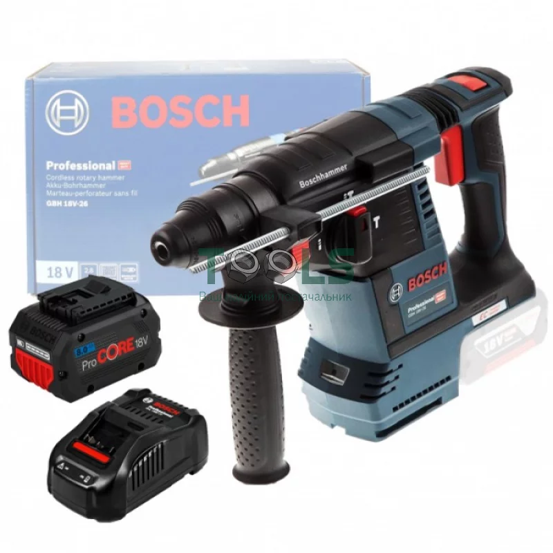 Перфоратор Bosch GBH 18V-26 Professional (18 В, 8 А*ч, 2.6 Дж) (0615990M3N)