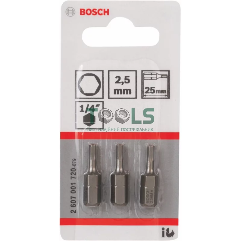 Бита Bosch Extra-Hart HEX (2.5x25 мм, 3 шт.) (2607001720)