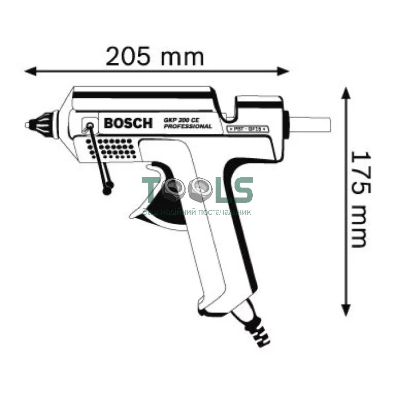 Пистолет клеевой Bosch GKP 200 CE (0.5 кВт, 200°С) (0601950703)