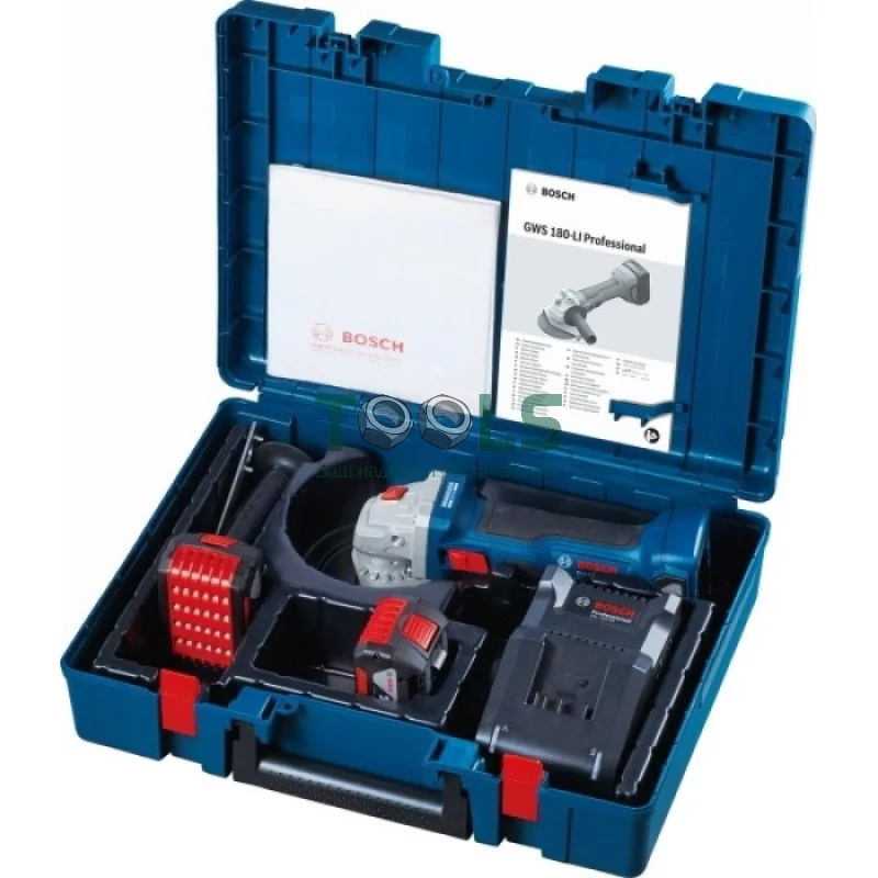 Аккумуляторная угловая шлифмашина Bosch GWS 180-LI Professional (18 В, 4 А*ч, 125 мм) (06019H9025)