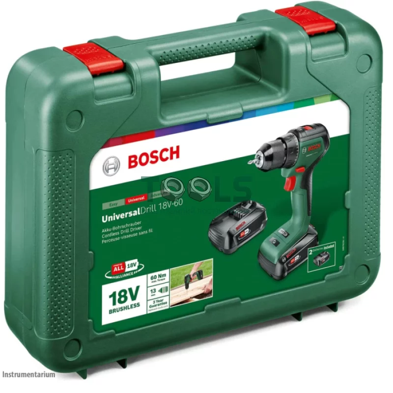 Аккумуляторная дрель-шуруповерт Bosch UniversalDrill 18V-60 Li-Ion (18 В, 1.5 А*ч) (06039D7002)