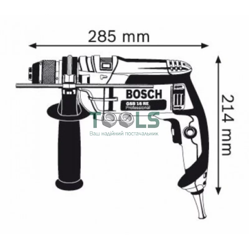 Дрель ударная Bosch GSB 16 RE (750 Вт, 13 мм) + набор сверл Robust Line CYL-9 MultiConstruction (7 шт.) (0615990L2N)