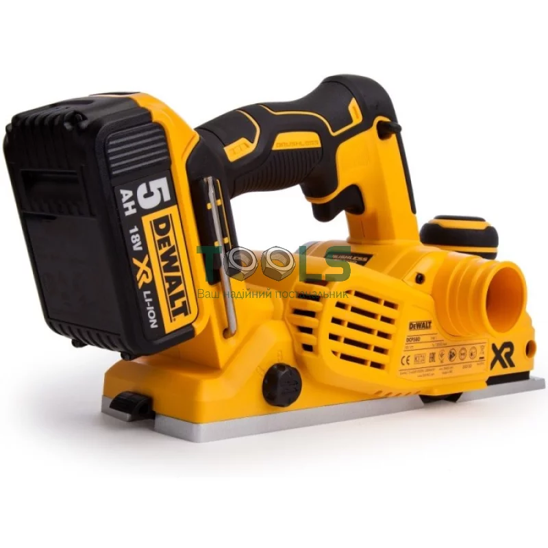 Акумуляторний рубанок DeWALT DCP580P2 (2х18 В, 5 А * год, 82 мм)