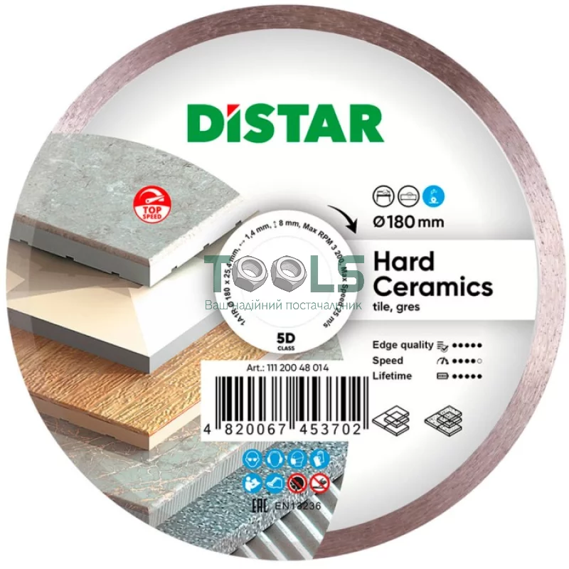 Алмазный отрезной диск Distar Hard Ceramics1A1R (180х1.4х25.4 мм) (11120048014)