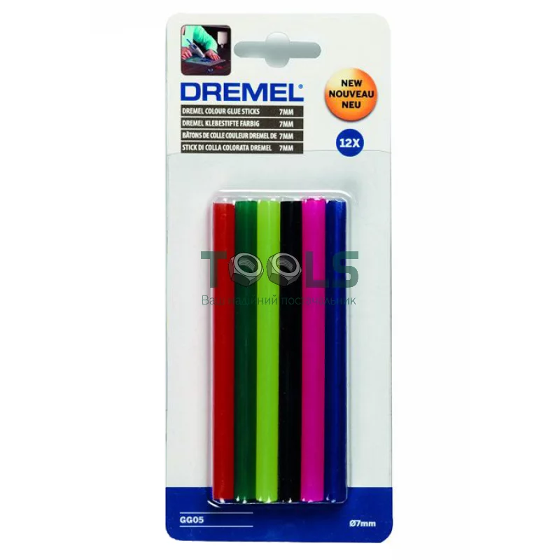 Цветные клеевые стержни Dremel (7х100 мм, 12 шт.) (2615GG05JA)