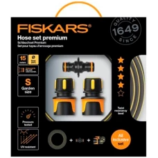 Набор с садовым шлангом Fiskars Premium 9 мм 3/8” 15 м Q4 (1027101)