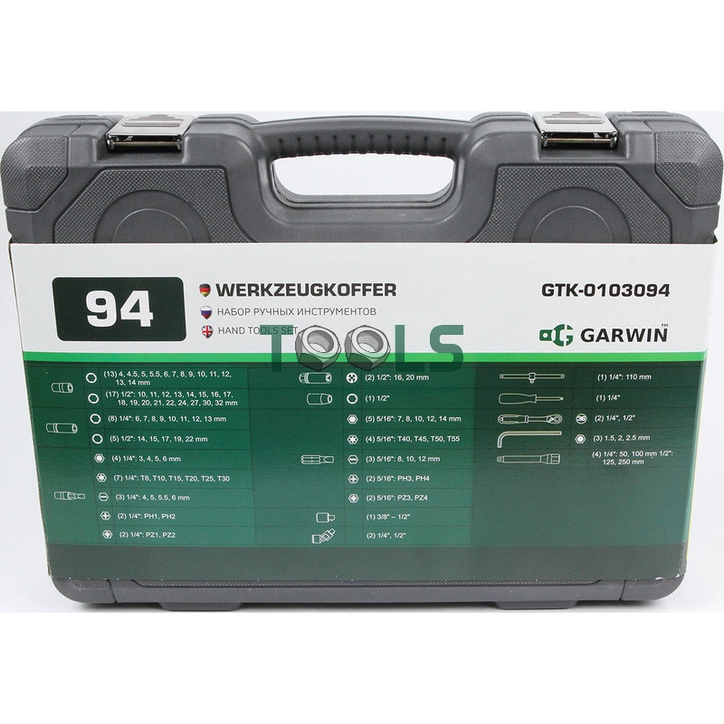Набор ручных инструментов 1/4" и 1/2" 6 гр. 94 предмета GARWIN 641060 (GTK-0103094)