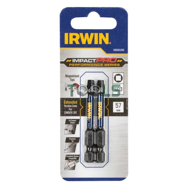 Биты Irwin Impact Pro Perf 57мм SQ3 2шт (IW6061206)