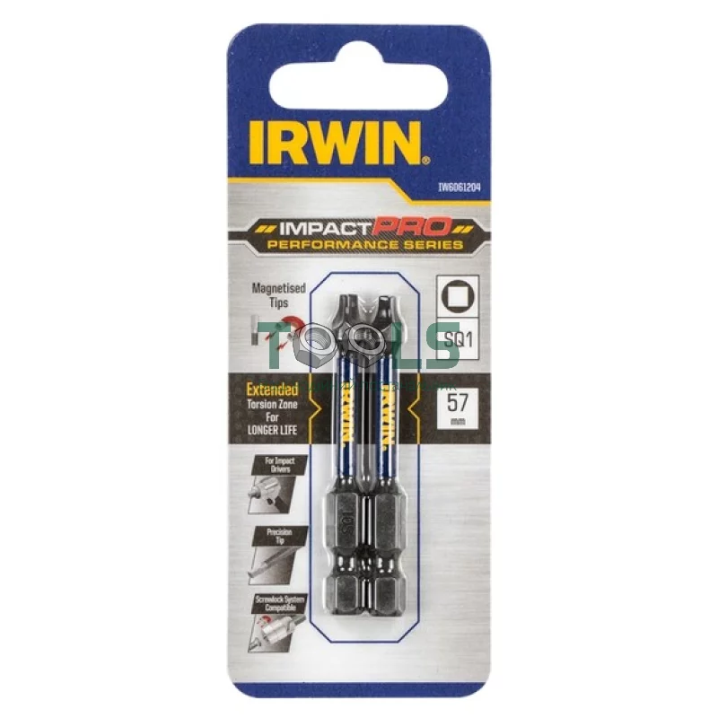 Биты Irwin Impact Pro Perf 57мм SQ1 2шт (IW6061204)