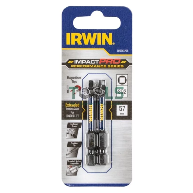 Биты Irwin Impact Pro Perf 57мм SQ2 2шт (IW6061205)