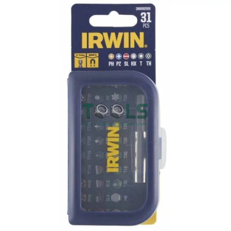 Набір біт IRWIN MIX 25 мм в боксі з магнітним тримачем, 31 шт. (IW6062526)