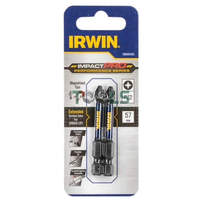 Биты Irwin Impact Pro Perf 57мм PZ2 2шт (IW6061401)