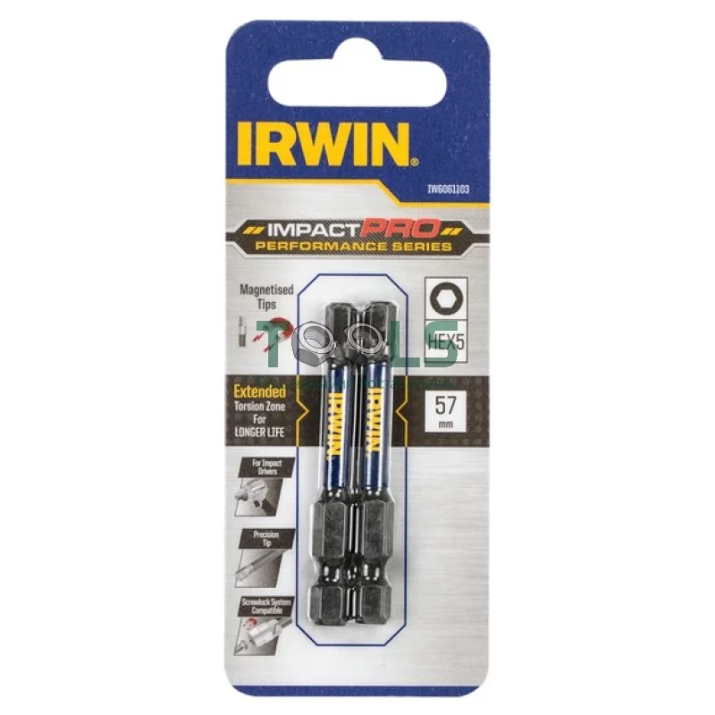 Биты Irwin Impact Pro Perf 57мм HEX5 2шт (IW6061103)