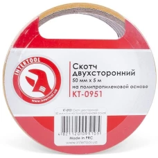 Скотч двосторонній Intertool, 50 мм, 5 м, на поліпропіленовій основі (KT-0951)