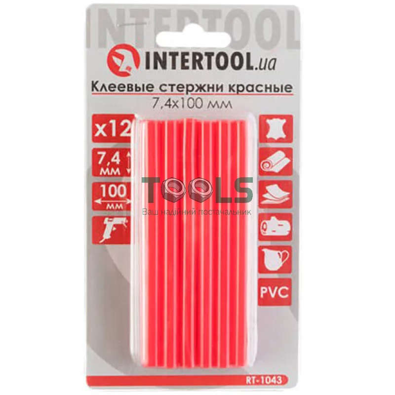 Комплект красных клеевых стержней Intertool RT-1043