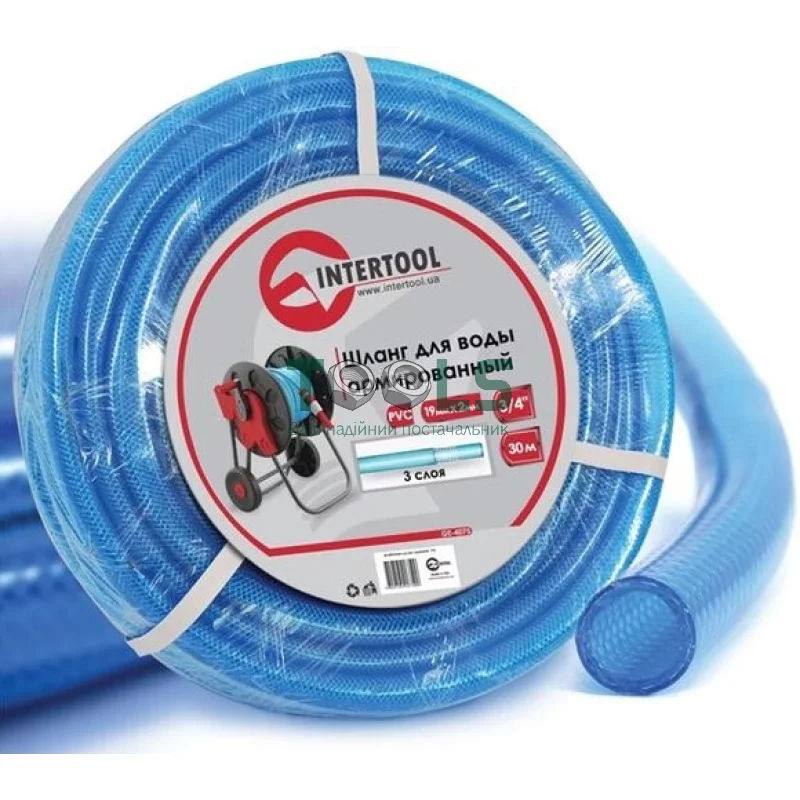 Шланг для води Intertool 3-шаровий 3/4" 30 м армований PVC (GE-4075)