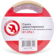 Скотч двухсторонний Intertool, 50 мм, 5 м, на тканевой основе (KT-0961)