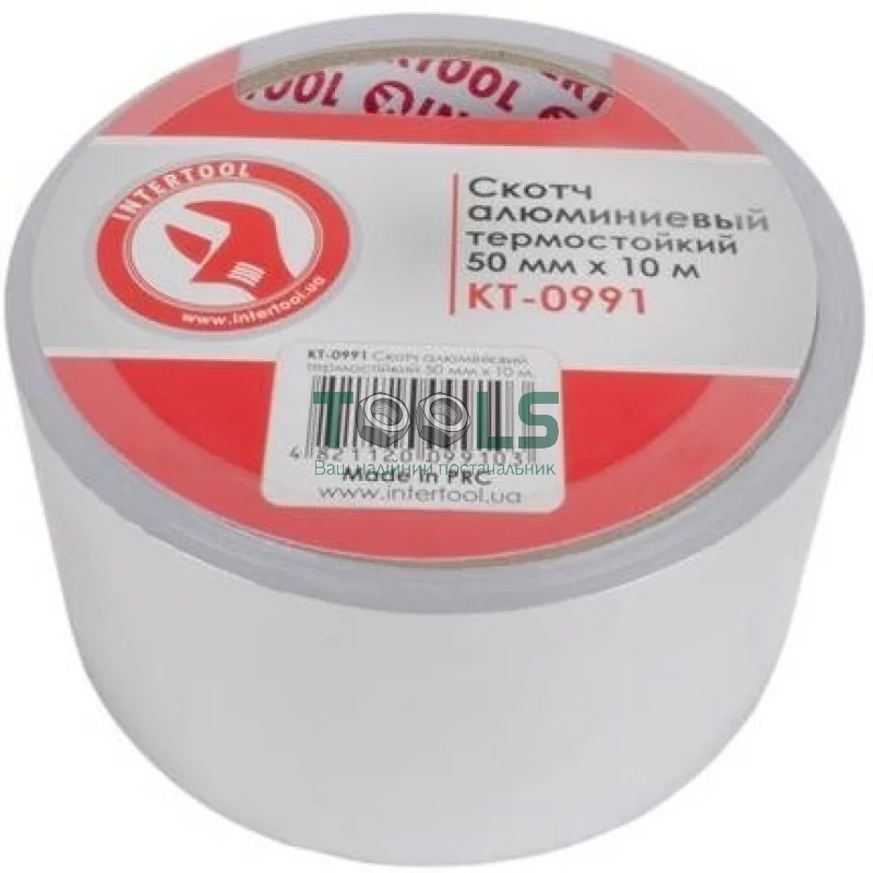 Скотч алюминиевый термостойкий INTERTOOL, 50 мм х 10 м (KT-0991)