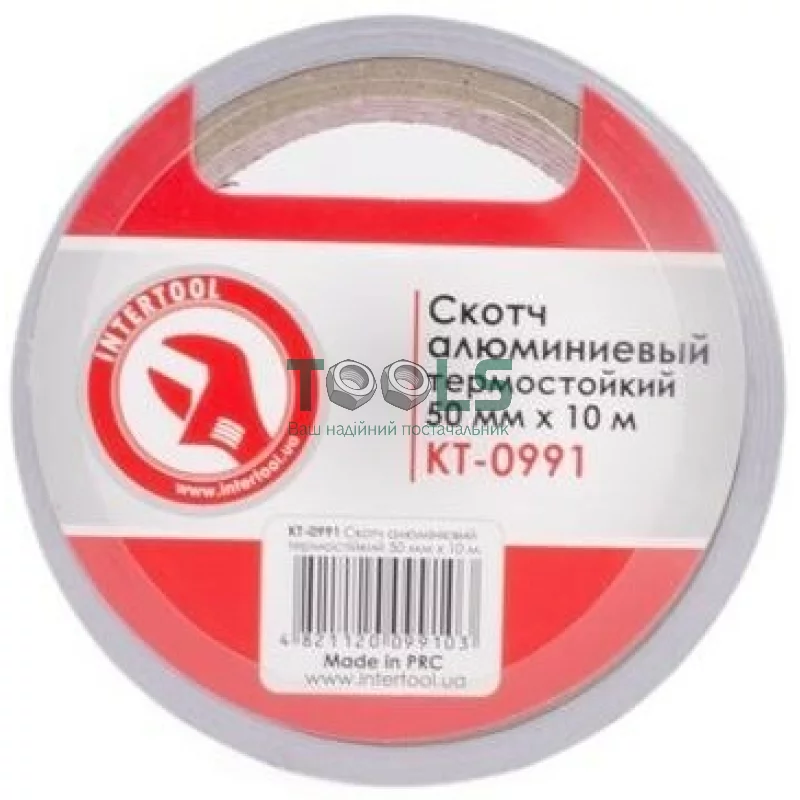 Скотч алюминиевый термостойкий INTERTOOL, 50 мм х 10 м (KT-0991)