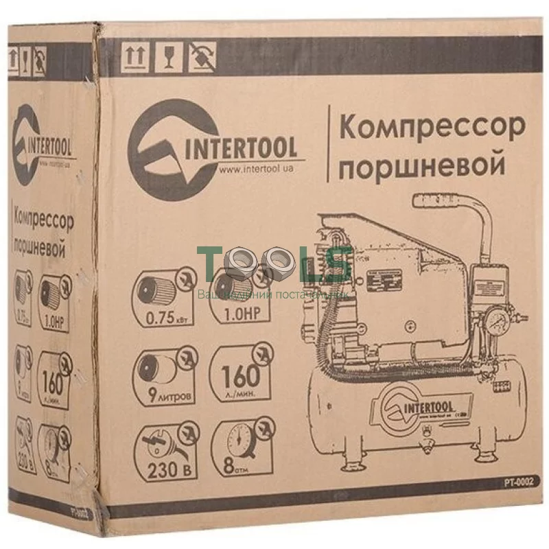 Компрессор Intertool 9 л, 0.75 кВт (PT-0002)