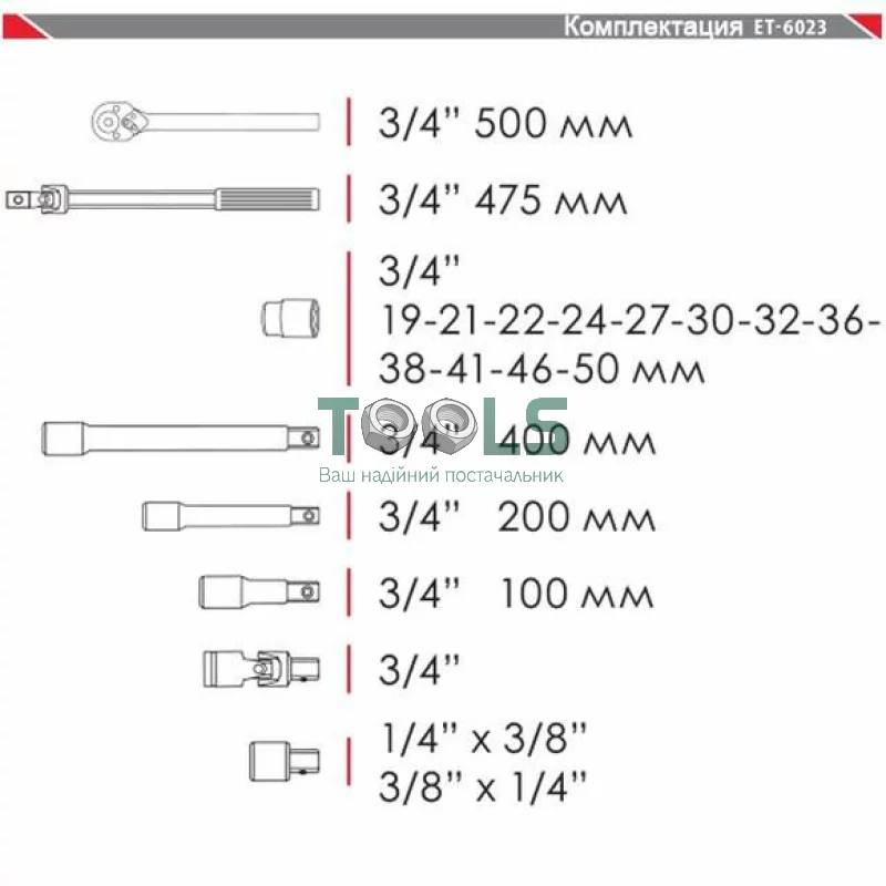 Профессиональный набор инструмента 3/4 Intertool ET-6023