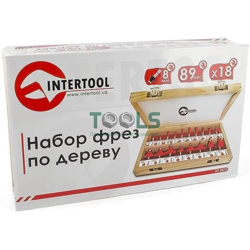 Набор фрез Intertool концевых по дереву 18 шт. (HT-0073)