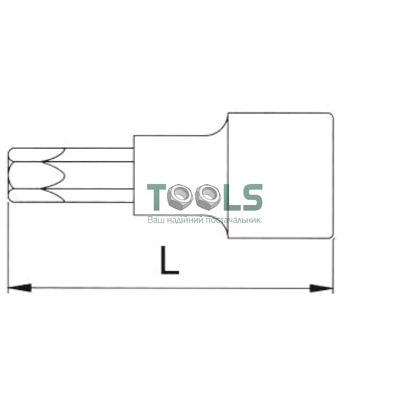 Головка торцева з вставкою torx з отвором 1/2" T50 L=55 мм LICOTA (H4TT050)