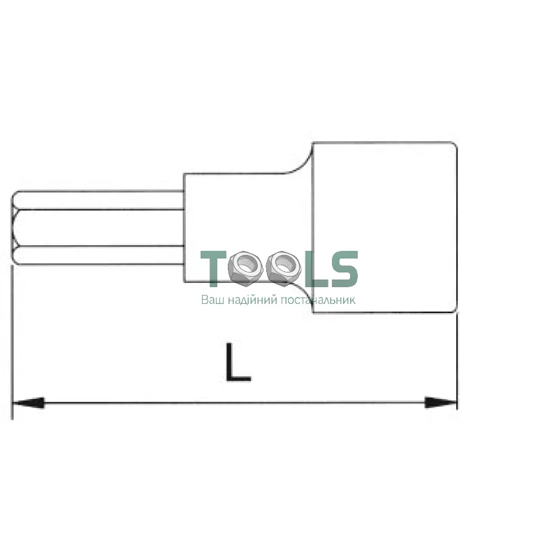 Головка торцева з шестигранною вставкою 1/2" 13 мм L=100 мм LICOTA (H4H013A)