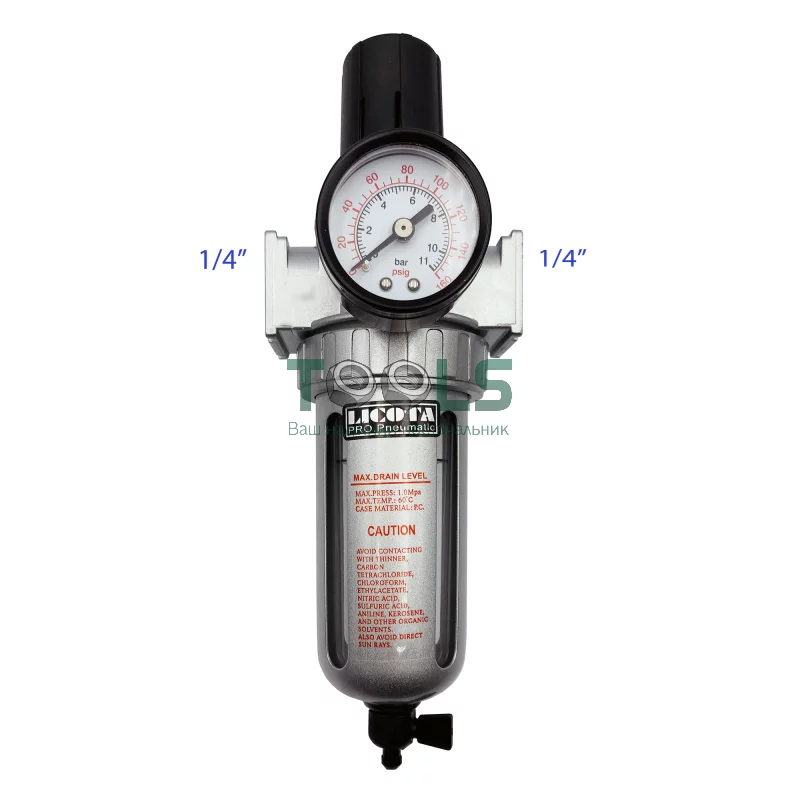 Фильтр для воздуха с регулятором давления 1/4" LICOTA (PAP-C206A)