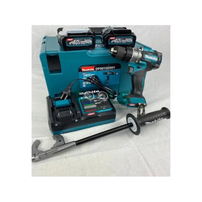 Аккумуляторная дрель-шуруповерт Makita DF001GD201 (40 В, 2х2.5 А*ч, 150 Н*м)