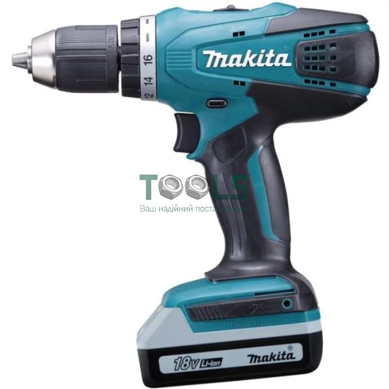 Аккумуляторная дрель-шуруповерт Makita DF488DWE (2х18 В, 1.5 А*ч)