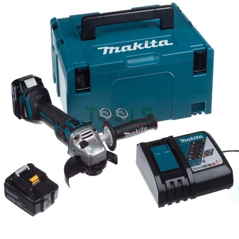 Акумуляторна болгарка Makita DGA504RTJ (18 В, 2х5 А * год, 125 мм)