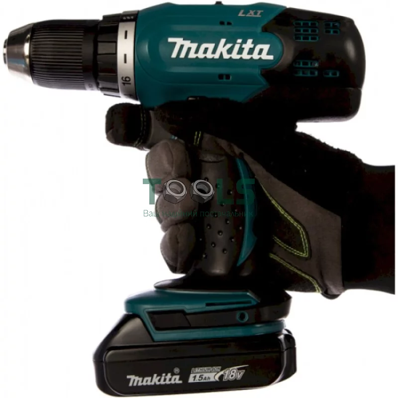 Аккумуляторная дрель-шуруповерт Makita DDF453SYX4 + угловая шлифмашина DGA452 + диски + сумка (18 В, 2х1.5 А*ч) (SET-DDF453MK2)