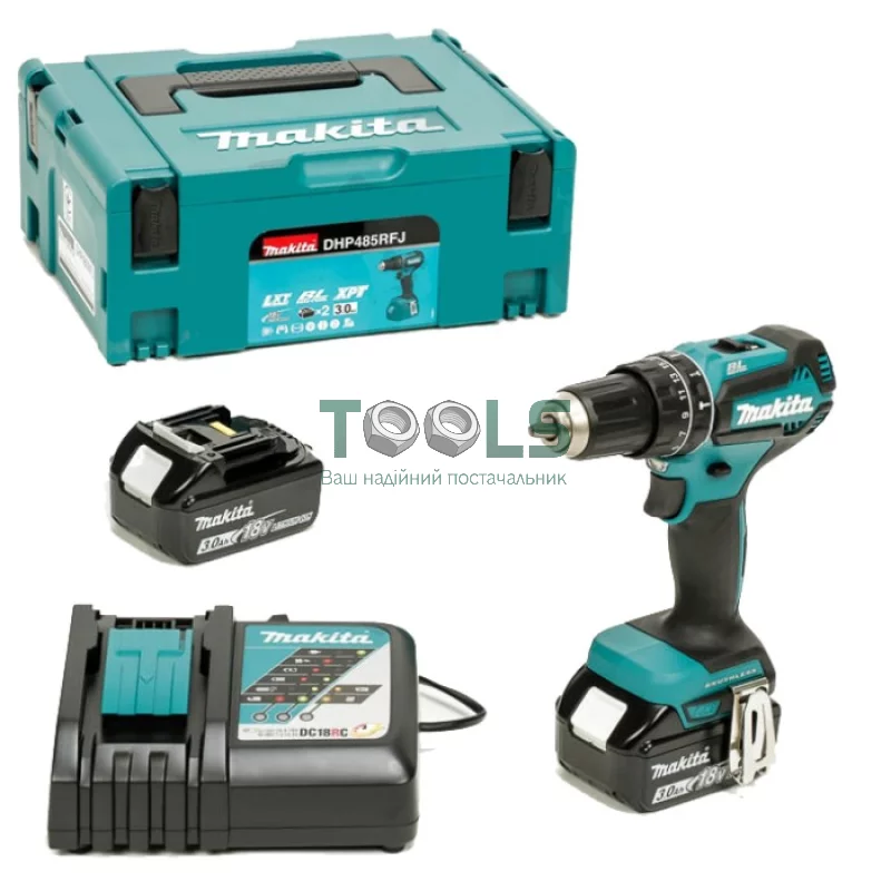 Ударний акумуляторний шуруповерт Makita DHP485RFJ (2х18 В, 3 А*год)