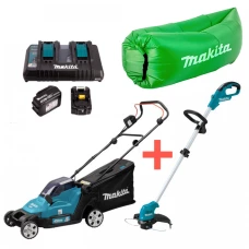 Акумуляторна газонокосарка Makita DLM432CT2 + тример Makita DUR181Z + ламзак (SOFA-DLM-1-R)