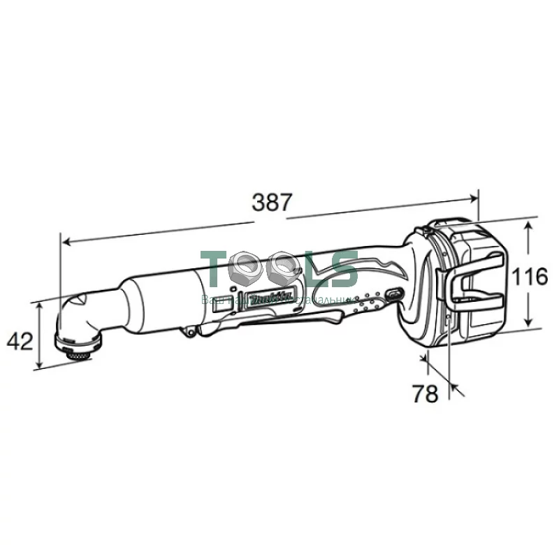 Аккумуляторный угловой ударный винтоверт Makita DTL061Z (18 В, без АКБ, 60 Н*м)