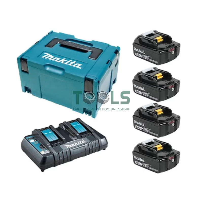 Набор аккумуляторов + зарядка Makita LXT MKP3PT184 (BL1850Bx4, DC18RD, Makpac)