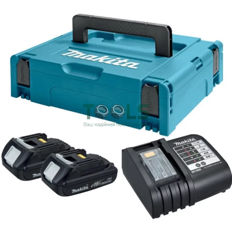 Набор аккумуляторов + зарядка Makita LXT 197136-5 (BL1815Nx2, DC18SD, Makpac)