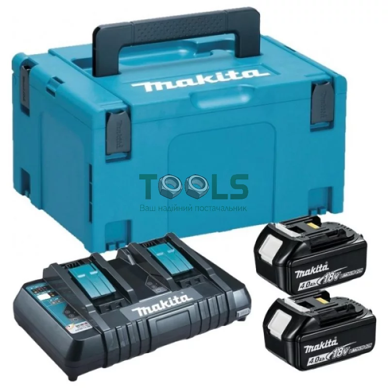 Набор аккумуляторов + зарядка Makita LXT 197504-2 (BL1840Bx2, DC18RD, Makpac3)