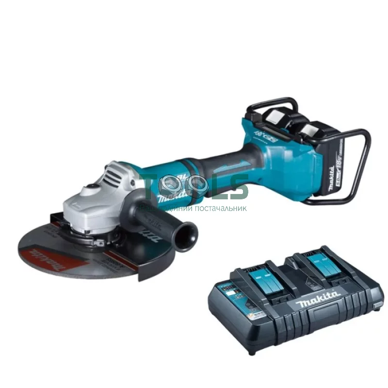 Акумуляторна болгарка Makita DGA900PT2 (2х18 В, 2х5 А*год, 230 мм)