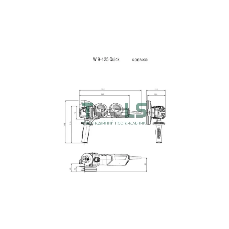 Кутова шліфувальна машина Metabo W 9-125 Quick (900 Вт, 125 мм) (600374010)