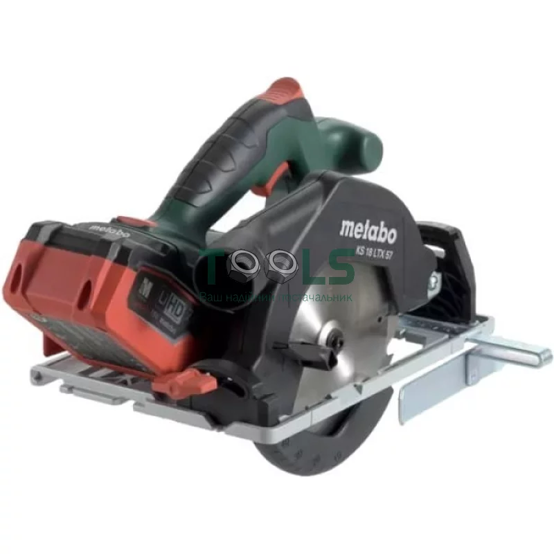 Аккумуляторная ручная циркулярная пила Metabo KS 18 LTX 57 (18 В, 2х5.2 А*ч, 165 мм) (601857700)