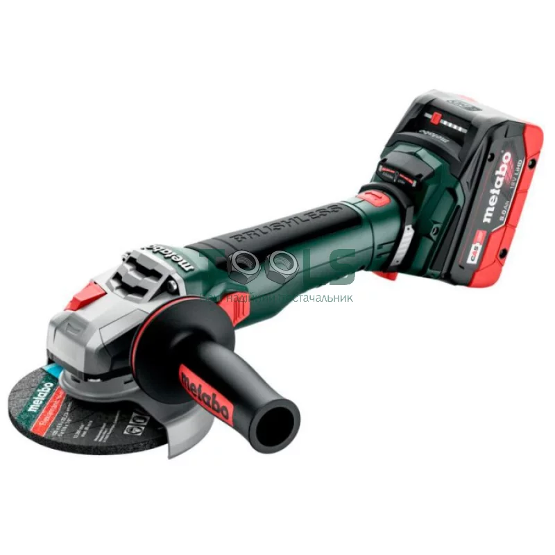 Аккумуляторная бесщеточная болгарка Metabo WB 18 LT BL 11-125 Quick (2х18 В, 8 А*ч, 125 мм) (613054810)